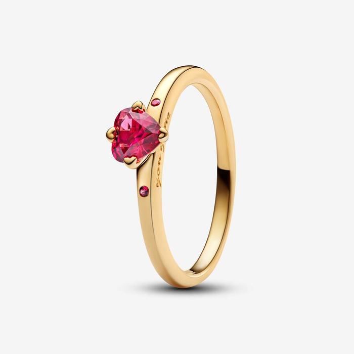 Red Heart Solitaire Rings