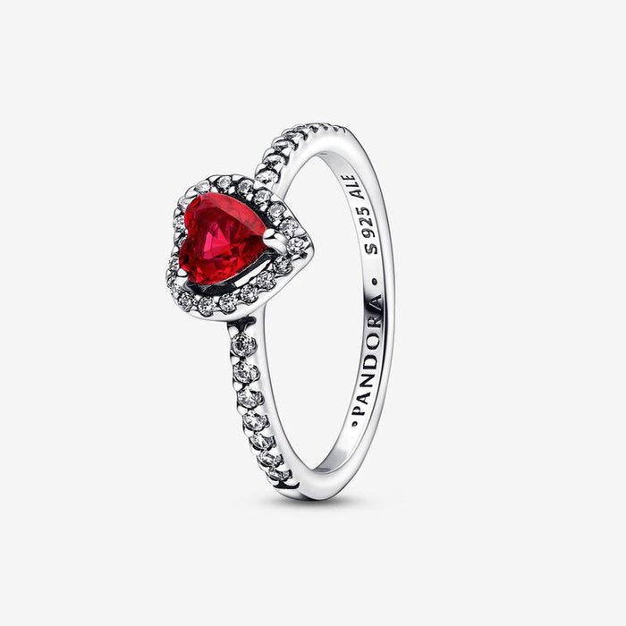 Red Embossed Heart Ring