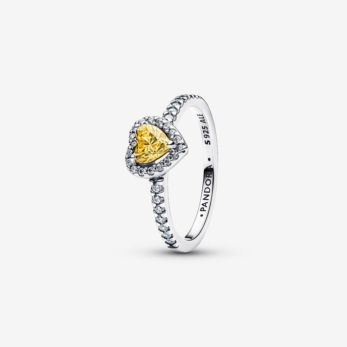 Anello Cuore in Rilievo Giallo