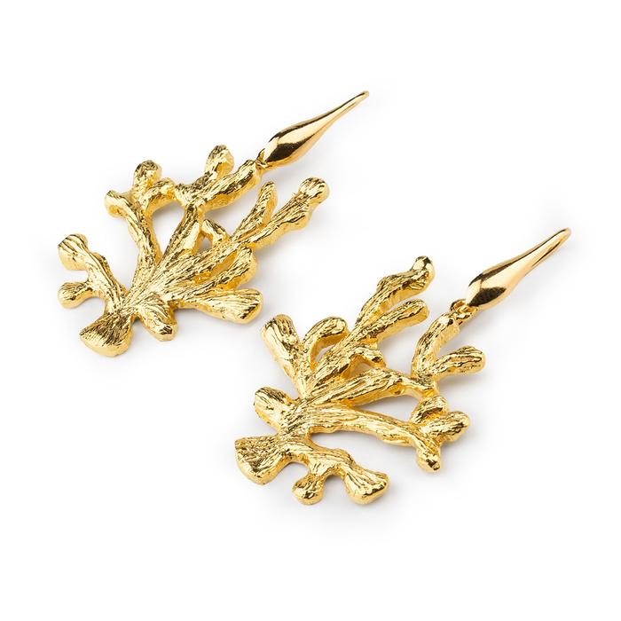 Boucles d'oreilles en corail doré