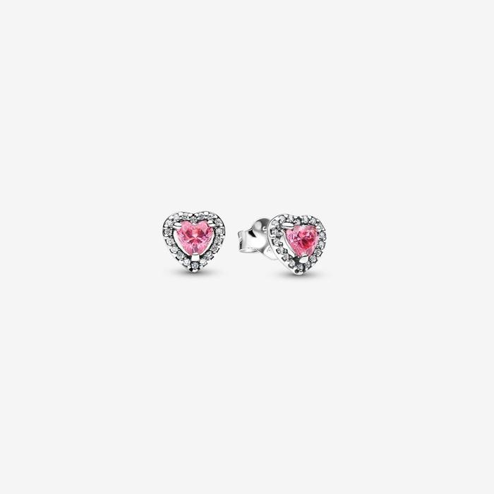 Pink Embossed Heart Earrings