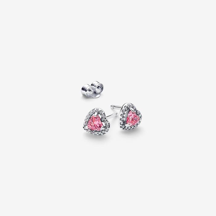 Pink Embossed Heart Earrings