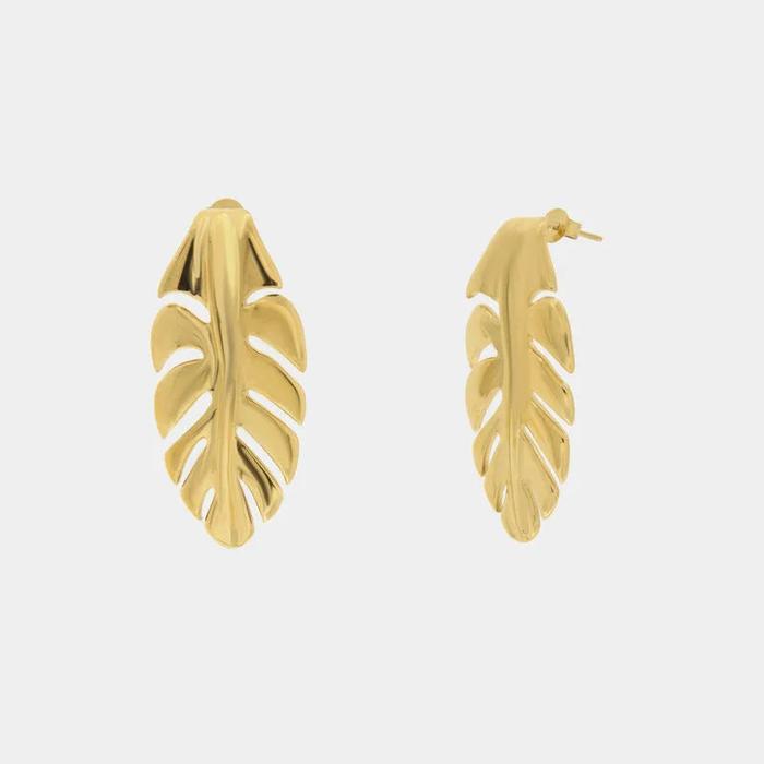 Orecchini in Acciaio foglia gold