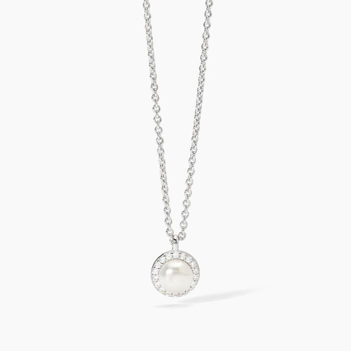 Collier en argent avec perle de culture et zircons MILANESIENNE
