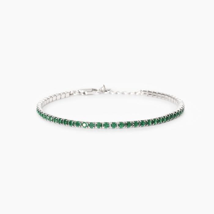 Bracciale tennis uomo con smeraldi sintetici Mini Tennis