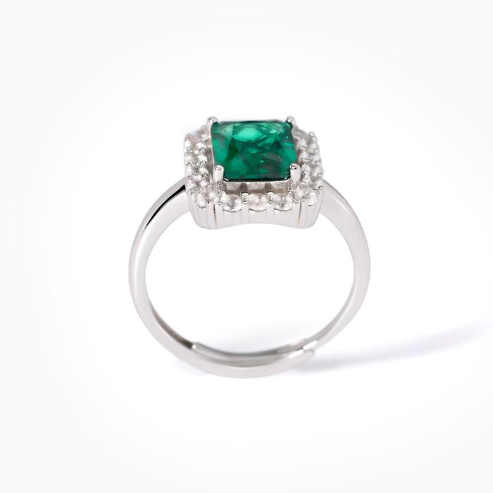 Anello con smeraldo sintetico e zirconi Desiderio Infinito