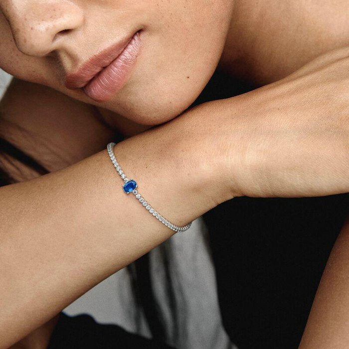Tennis Bracelet with Blue Stone