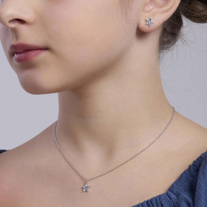 Collier ras du cou pour fille avec étoile multicolore