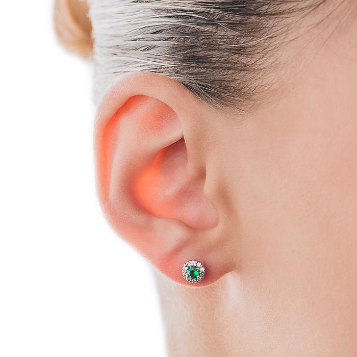 Boucles d'oreilles en or véritable et zircon émeraude