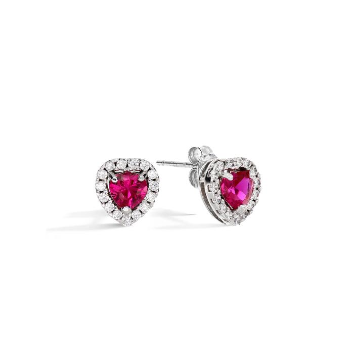 Boucles d'oreilles en or véritable et rubis et zircon