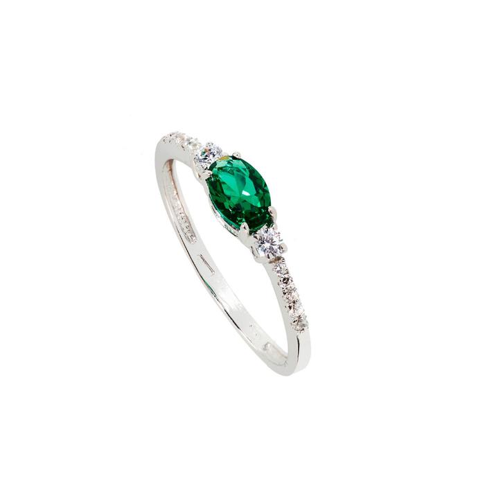 Real Gold Emerald Zircon Ring