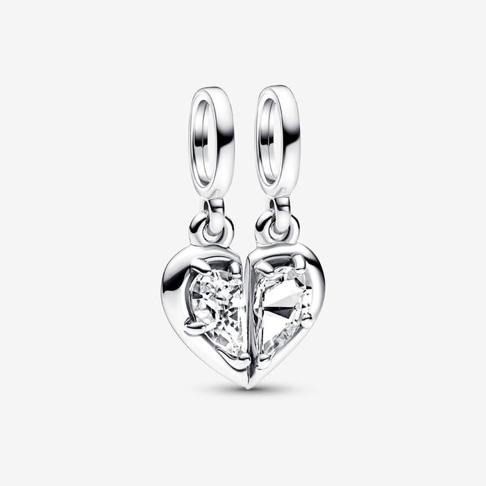 Mom and Daughter Heart Pendant Charm Divisible