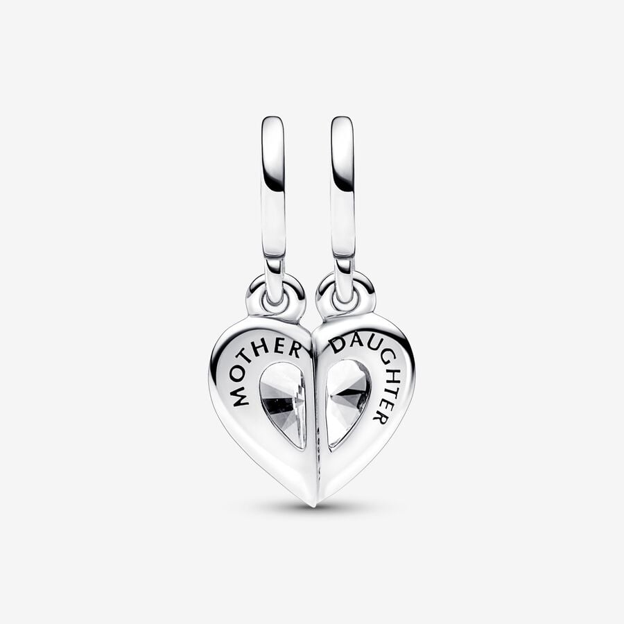 Mom and Daughter Heart Pendant Charm Divisible