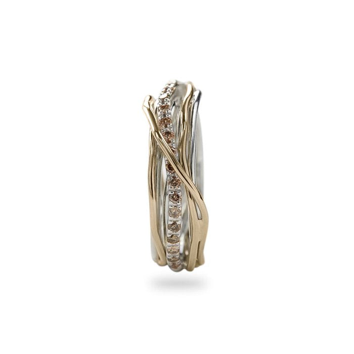 Filodellavita Classic 7 Fili in Oro Giallo 9kt Argento 925 e Diamanti Brown/ Black
