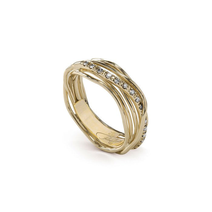 Filodellavita Classic 7 fili in Oro Giallo 9KT e Diamanti Bianchi