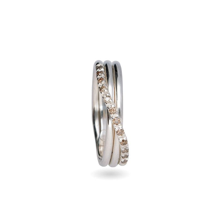 Filodellavita Classic 3 fili in Argento 925 e 12 Diamanti Brown