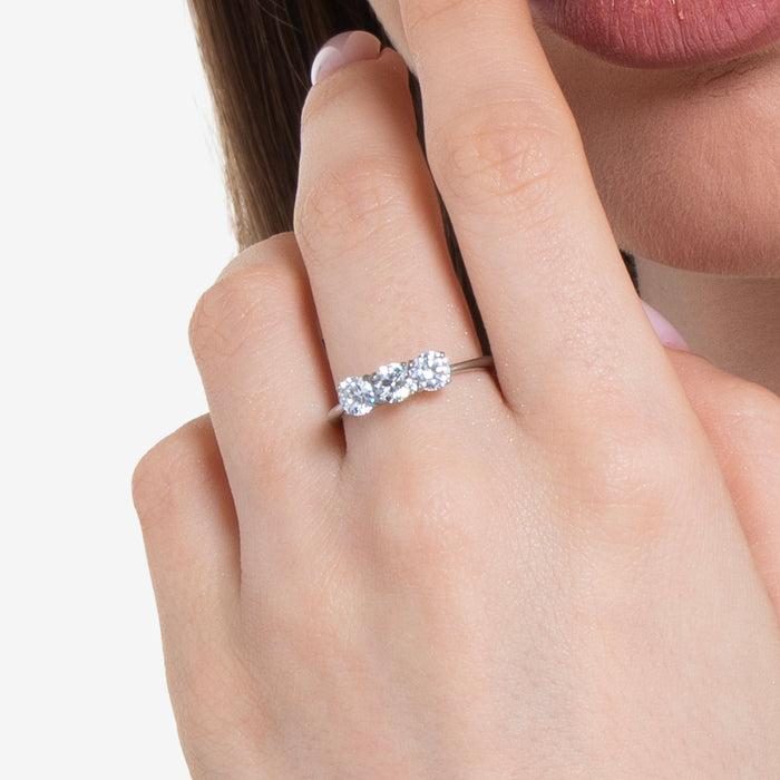 ANELLO DONNA IN ACCIAIO CON CRISTALLI BIANCHI - TAGLIA 14