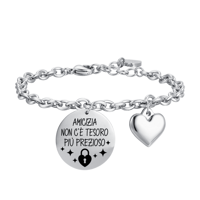 BRACELET FEMME EN ACIER AMITIÉ IL N'Y A PAS DE TRÉSOR PLUS PRÉCIEUX