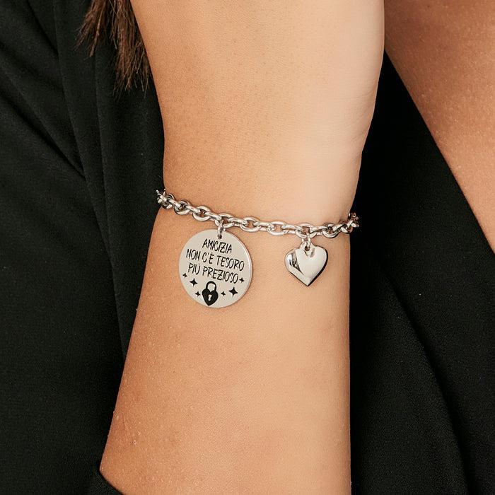 BRACELET FEMME EN ACIER AMITIÉ IL N'Y A PAS DE TRÉSOR PLUS PRÉCIEUX