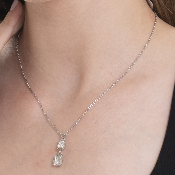 COLLANA DONNA IN ACCIAIO CON CRISTALLI BIANCHI