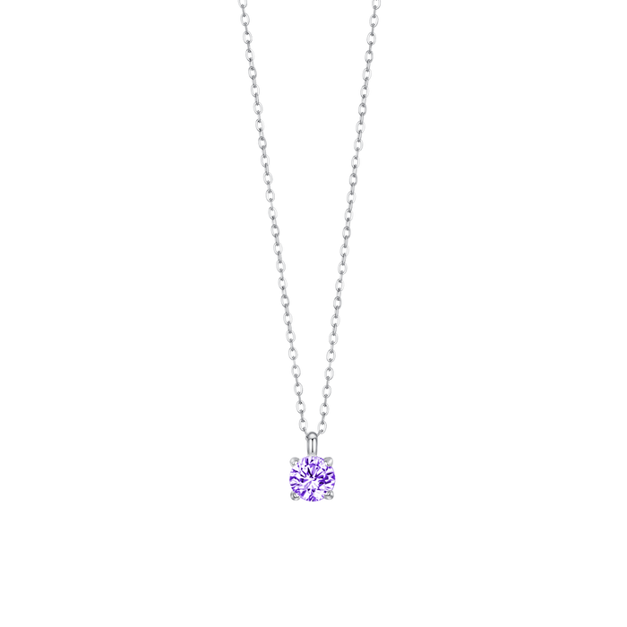 COLLANA DONNA IN ACCIAIO ZIRCONE VIOLA