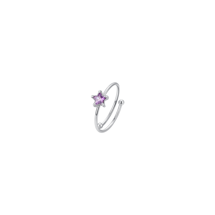 ANELLO BAMBINA IN ACCIAIO CON STELLA ZIRCONE VIOLA