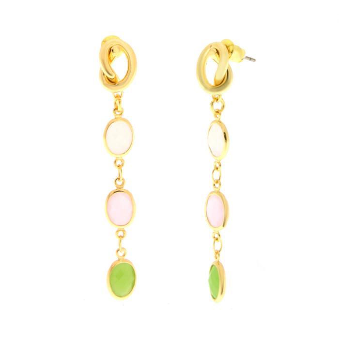 Boucles d'oreilles en métal avec cristaux colorés