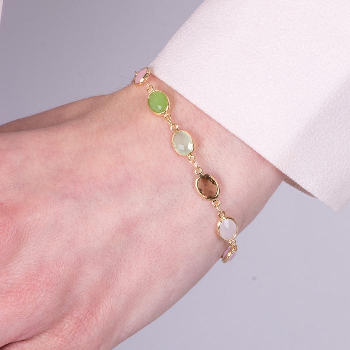 Bracelet en métal avec cristaux colorés