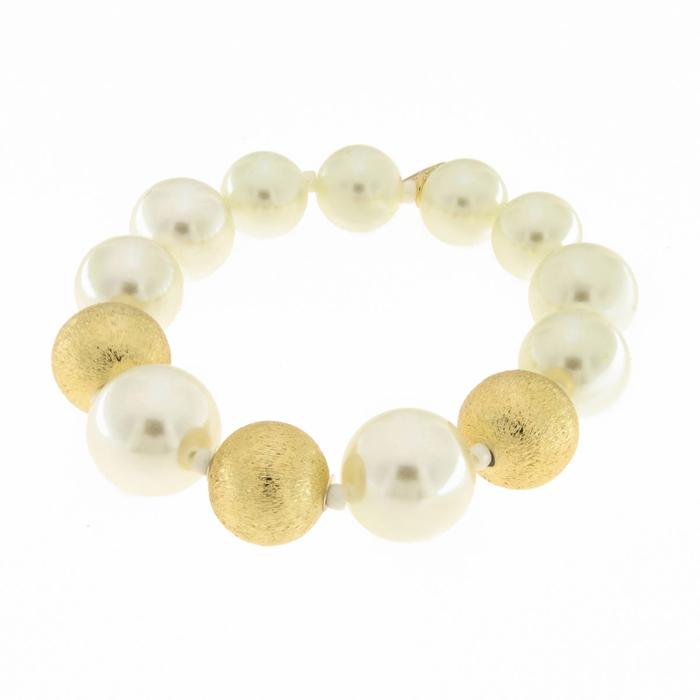 Bracciale in Metallo con perle bianche e lucide