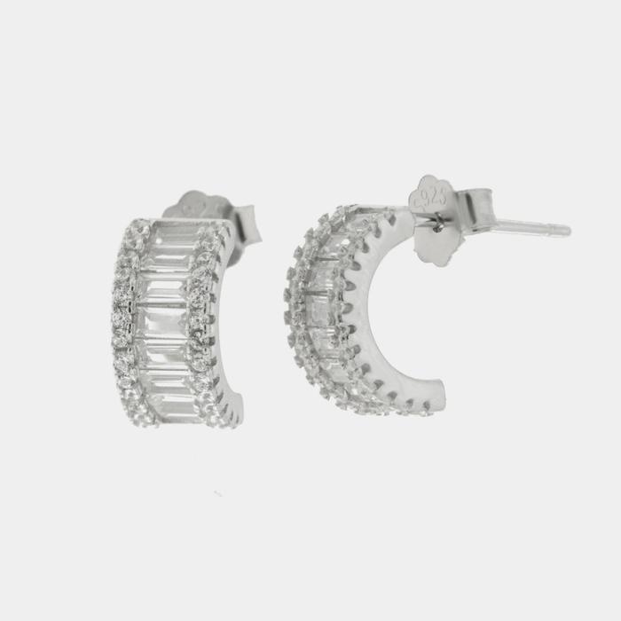 Orecchini in Argento 925 semi cerchio con zirconi