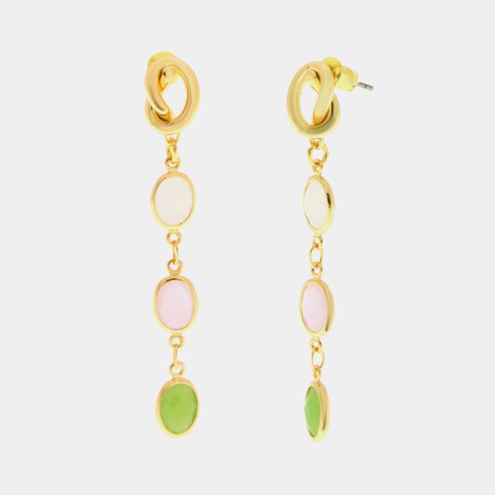 Boucles d'oreilles en métal avec cristaux colorés