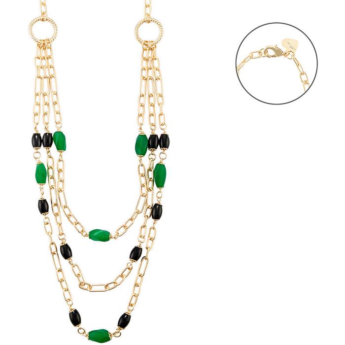Onyx and green jade necklace