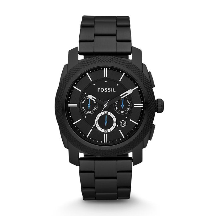Machine Black Leather and Stainless Steel Chronograph