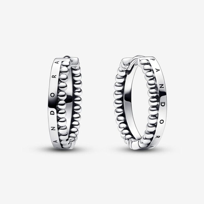 Boucles d'oreilles créoles avec logo et sphères