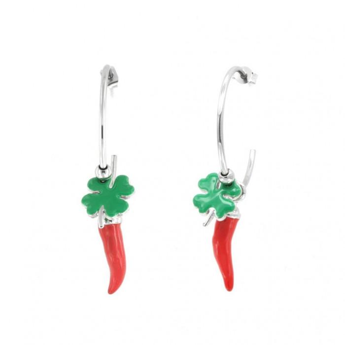 Orecchini corno e quadrifoglio - steampuhousenkstore.com