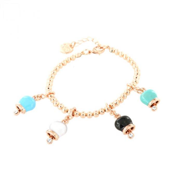 Bracciale rosè campanelle multicolor pendenti - steampuhousenkstore.com