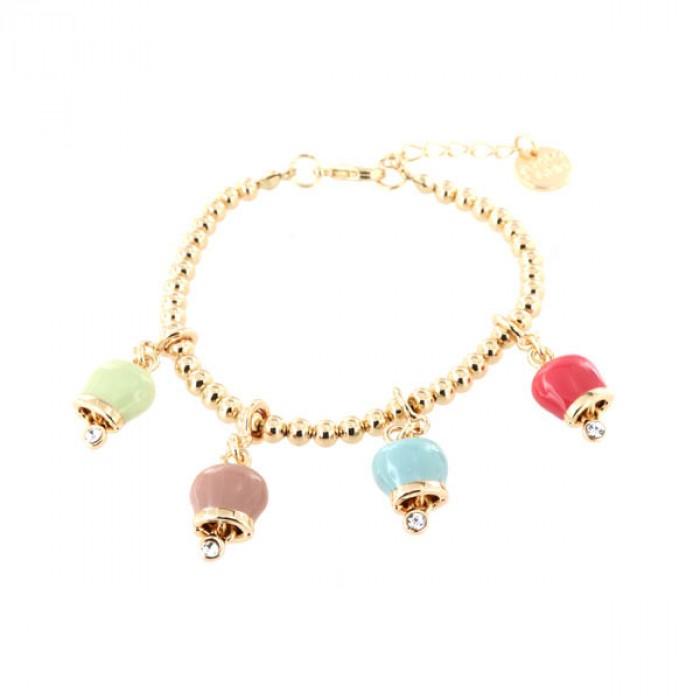 Bracciale gold campanelle multicolor pendenti - steampuhousenkstore.com
