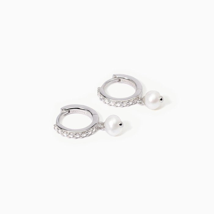 Boucles d'oreilles créoles en argent avec perles de culture INVITATION DE MARIAGE