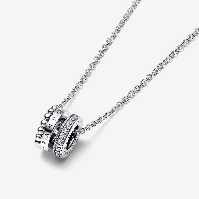 Collier avec logo, pavé et sphères