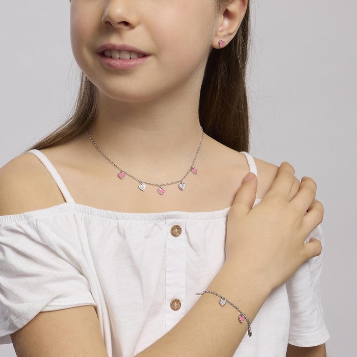 Girocollo in argento con cuori pendenti MON AMOUR