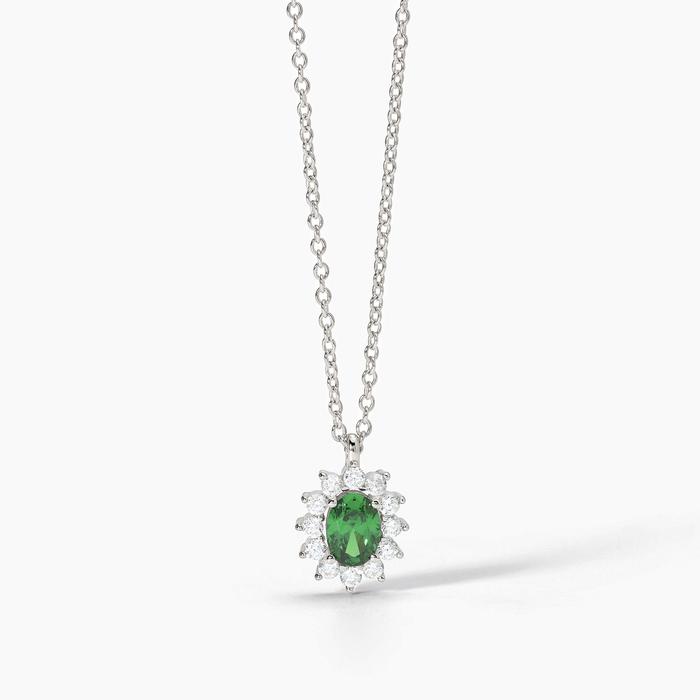 Collier ras du cou en argent avec émeraude synthétique COOL OU RÉTRO ?