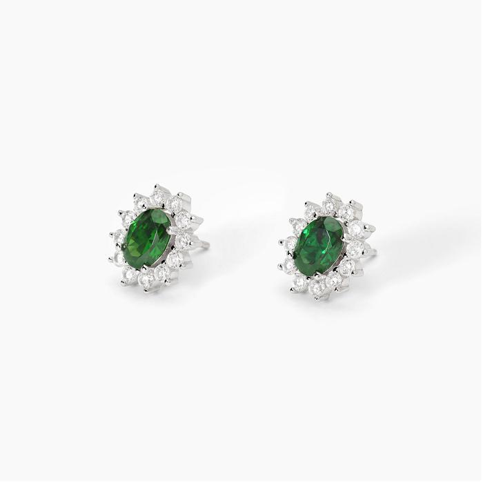 Orecchini in argento con smeraldo sintetico COOL OR RÉTRO?