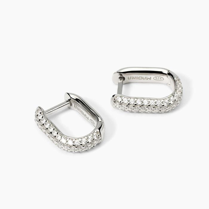 Boucles d'oreilles ovales pavées en argent COUTURE