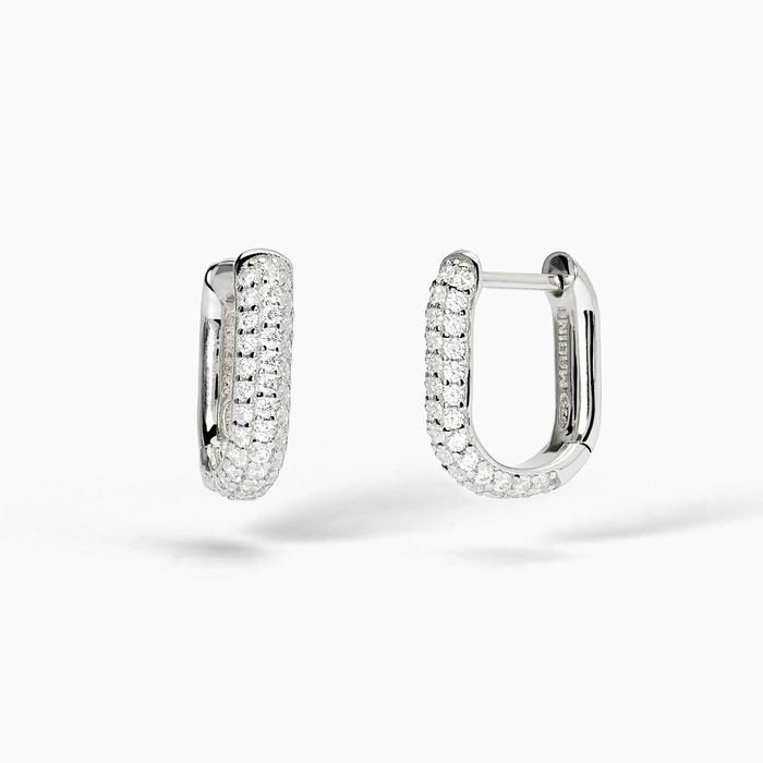 Boucles d'oreilles ovales pavées en argent COUTURE