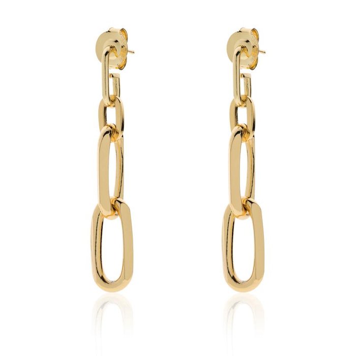 Boucles d'oreilles en bronze plaqué or avec chaîne forzatina