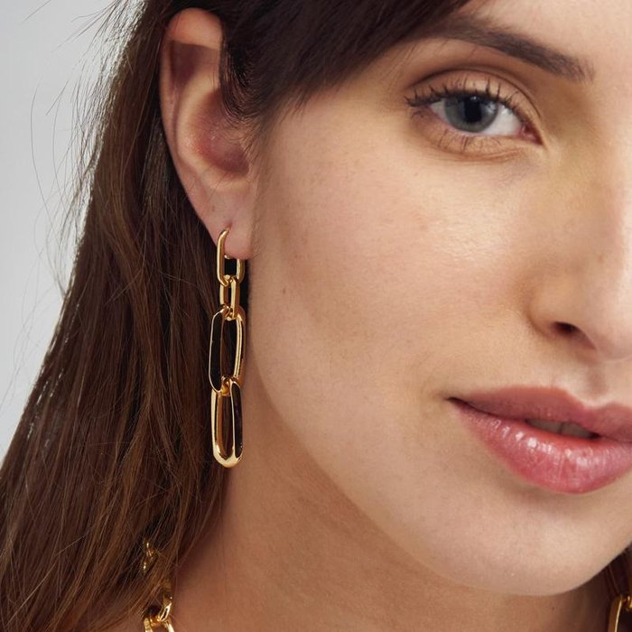 Boucles d'oreilles en bronze plaqué or avec chaîne forzatina