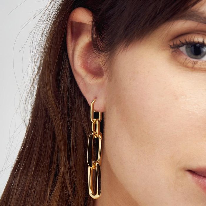 Boucles d'oreilles en bronze plaqué or avec chaîne forzatina