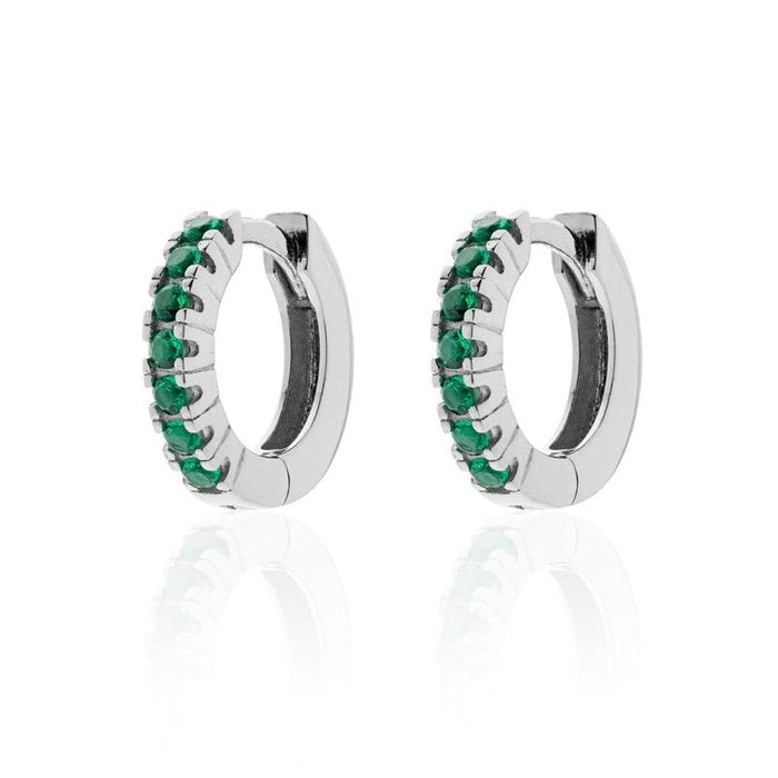 Boucles d'oreilles en argent et oxyde de zirconium vert