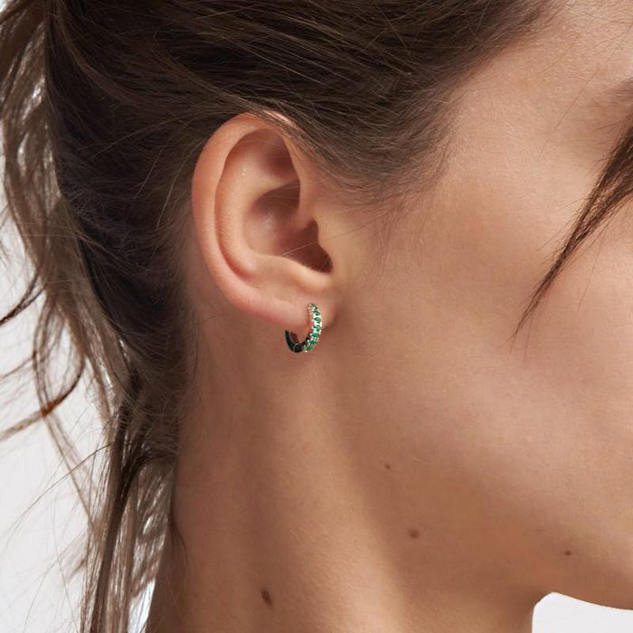 Boucles d'oreilles en argent et oxyde de zirconium vert
