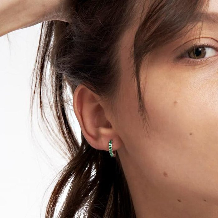 Boucles d'oreilles en argent et oxyde de zirconium vert